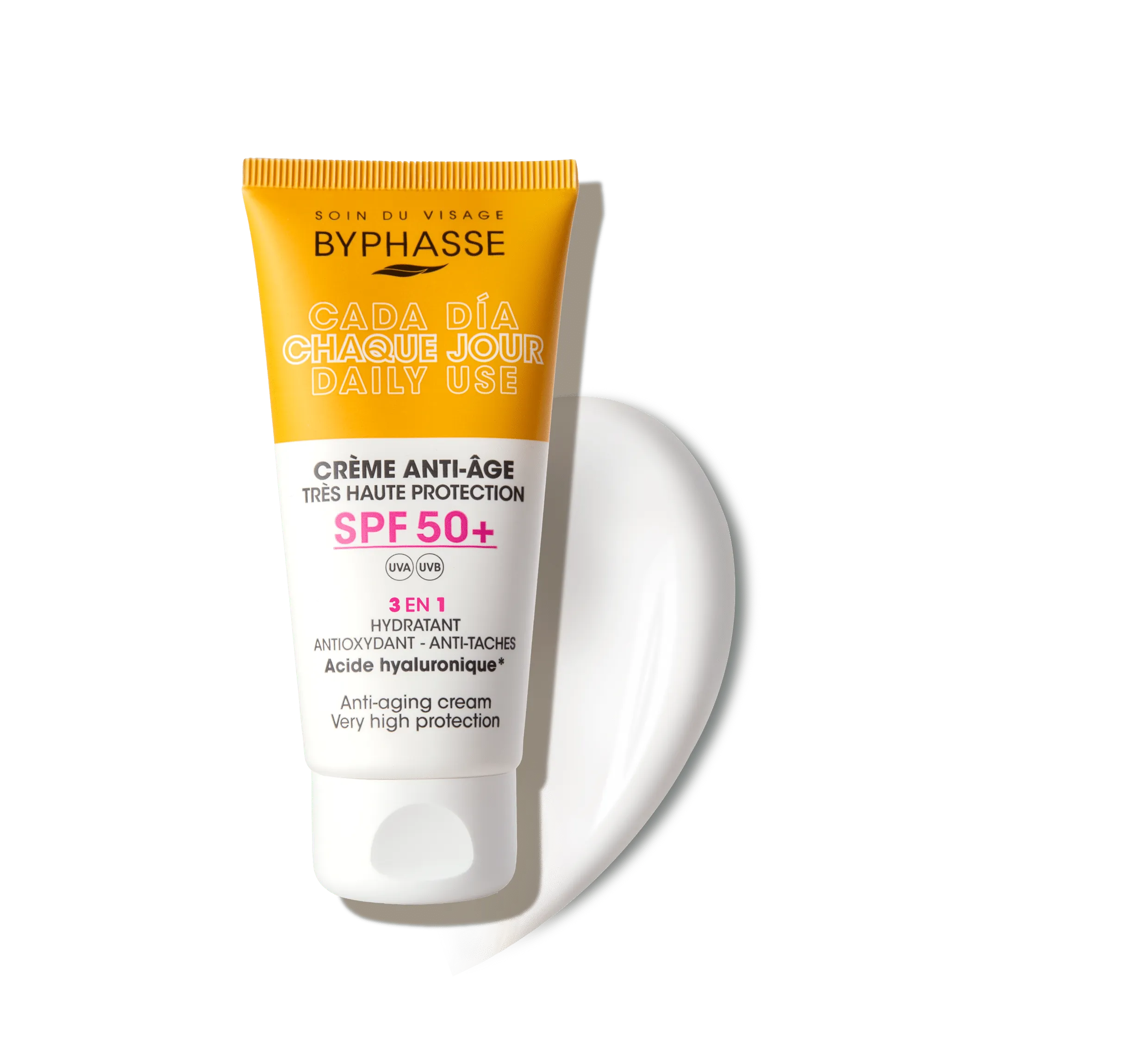 SUPER_PROTECT_CITY_ANTI_AGING_FACE_CREAM_SPF50_50ML_PRODUCT_SHADOW_3512 plus b کرم ضدآفتاب روزانه بی رنگ بیفس 50میل;Spf+50 - Image 1